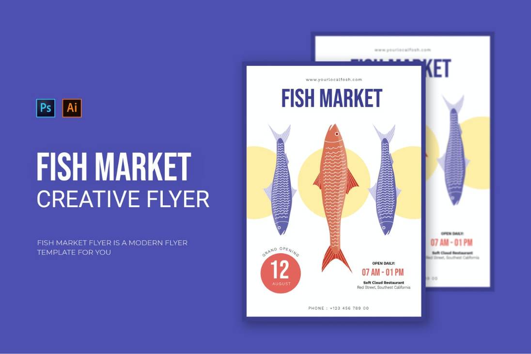 Fish Market Flyer Template PSD