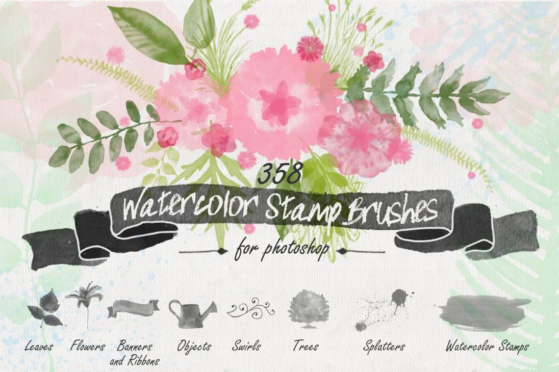 Floral Watercolotr Stamp Brush