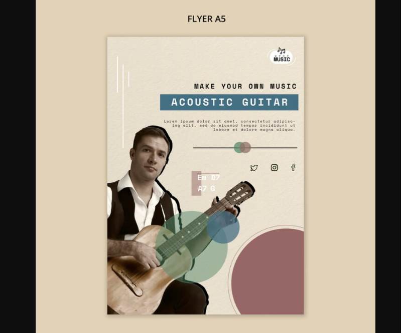 Free A5 Guitar Lessons Flyer Template