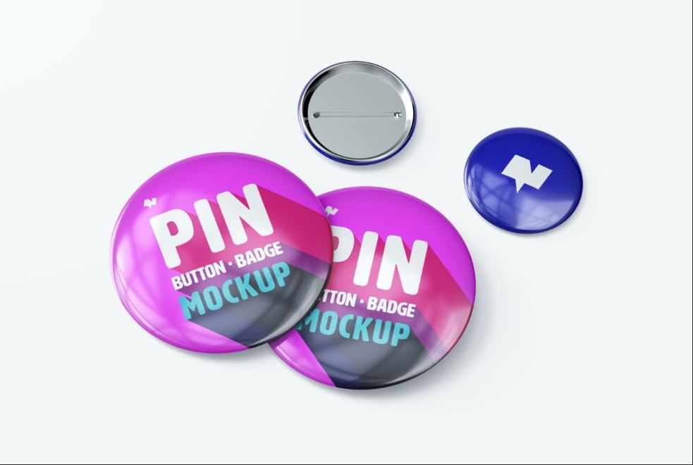 Free Realistic Pin Badge Mockup