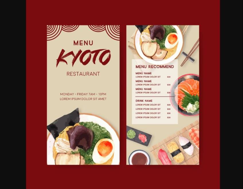 Free Sushi Menu Template Design
