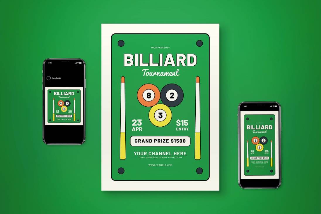 Fully Customizable Billiards Flyer Template