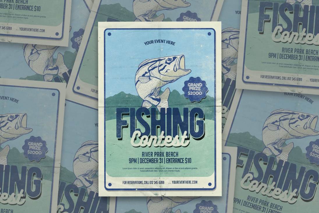 Fully Editable Fishing Poster Design