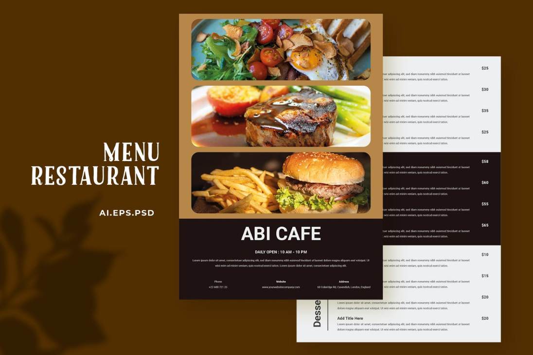Fully Editable Restaurant menu