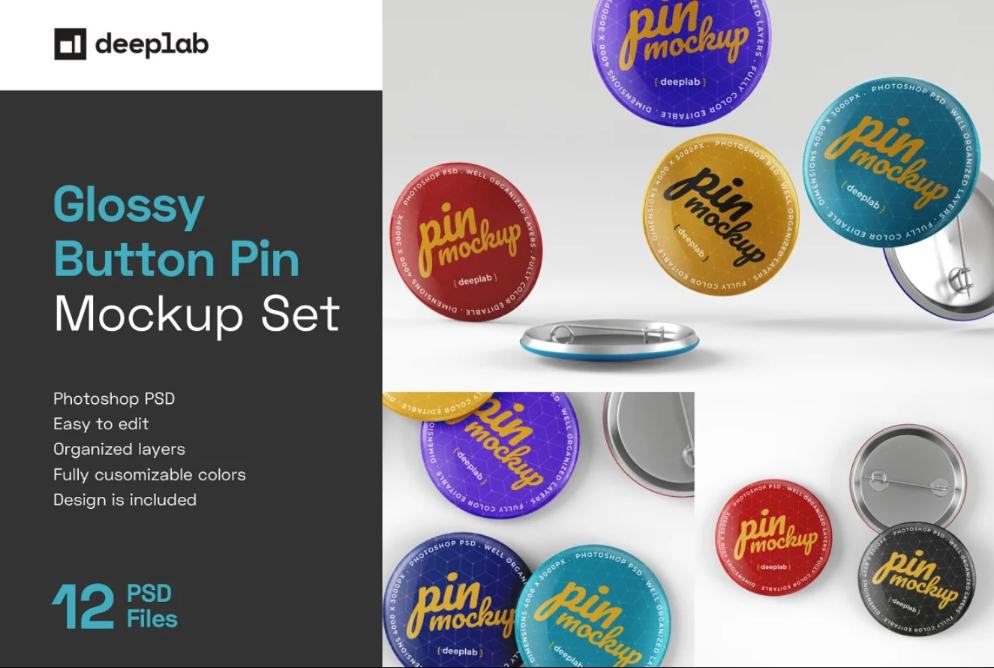 Glossy Pin Mockup set