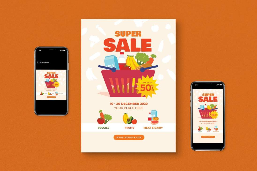 Grocery Sale Promotional set
