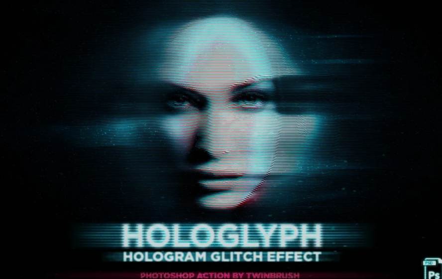 Hologram Glitch Photoshop Effect