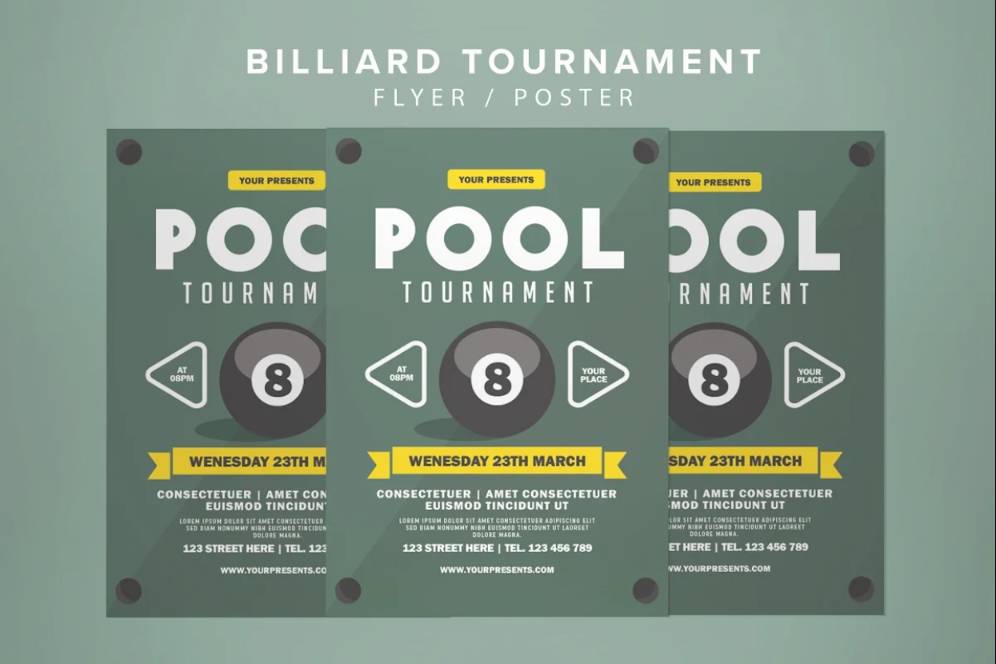 Minimal Billiard Tournament Poster Template