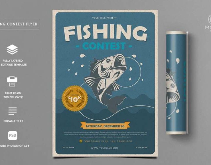 Fishing Flyer Template PSD