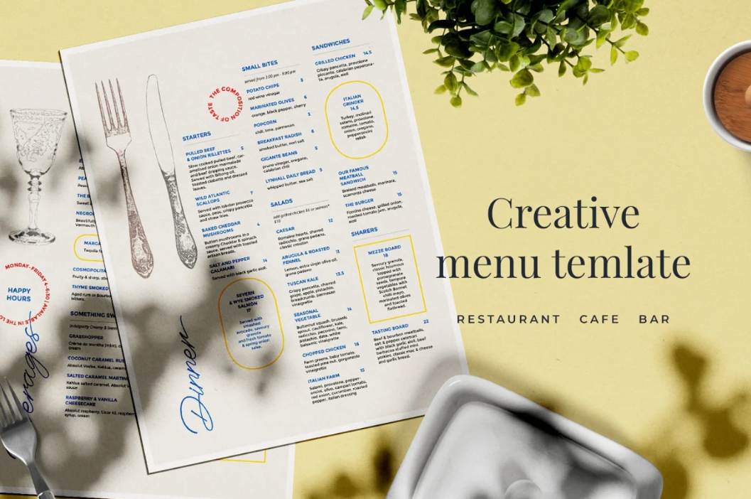 Minimalistic Cafe and Bar Menu Design