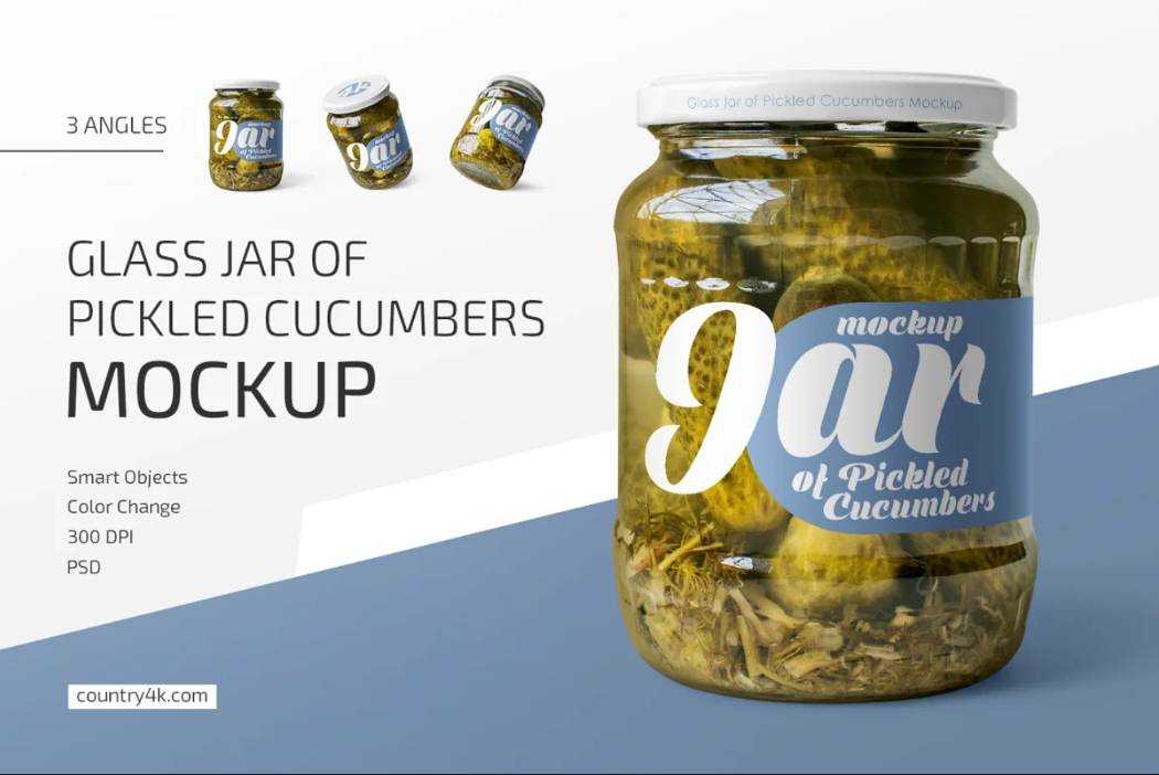 Pickled Cucumbers Jar Mockup PSD