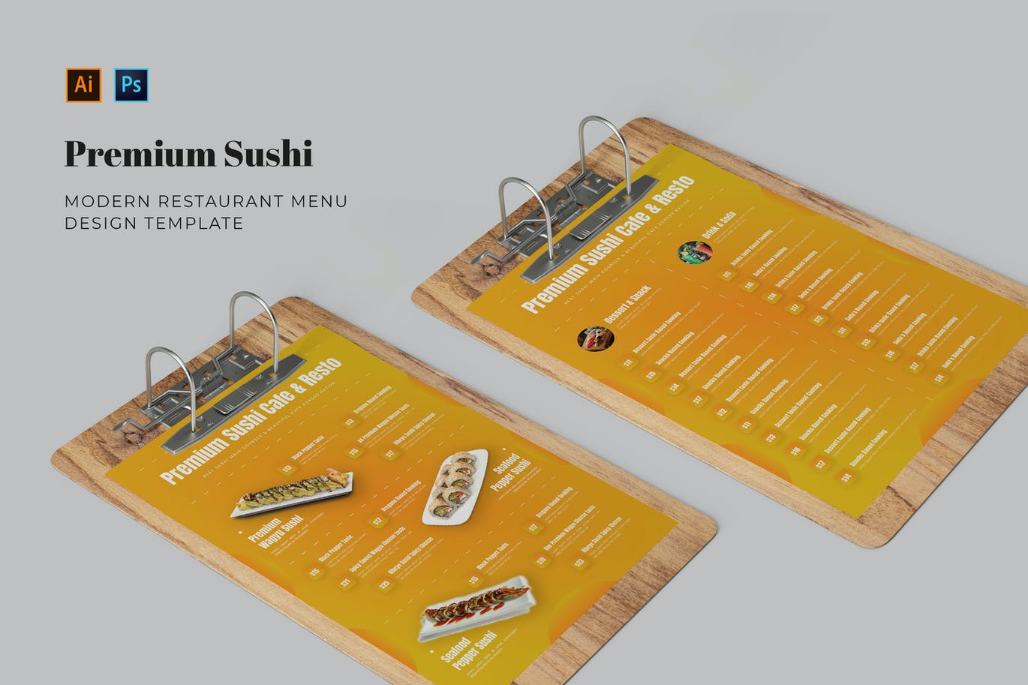 Premium Sushi Menu Ai and PSD