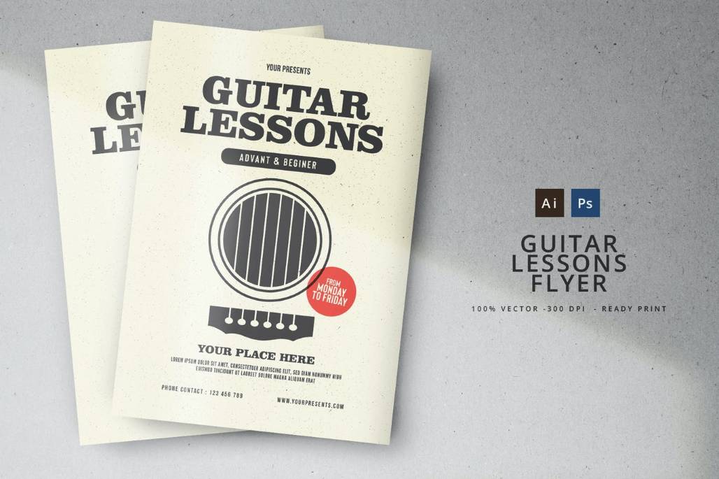 Print Ready Guitar Lessons Flyer