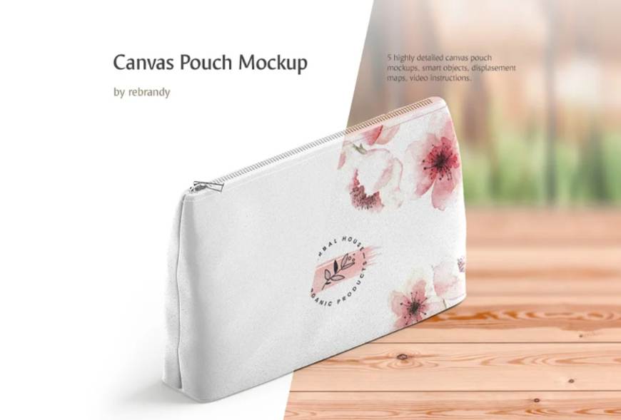Realistic Canvas Pouch Mockup PSD