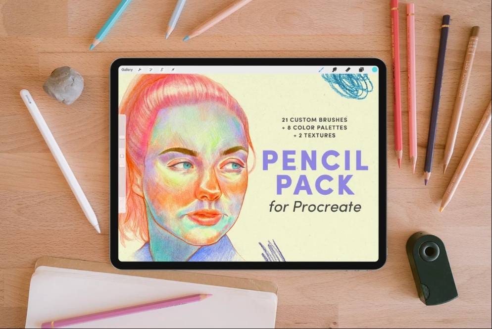 Realistic Pencil Stroke Brushes Set