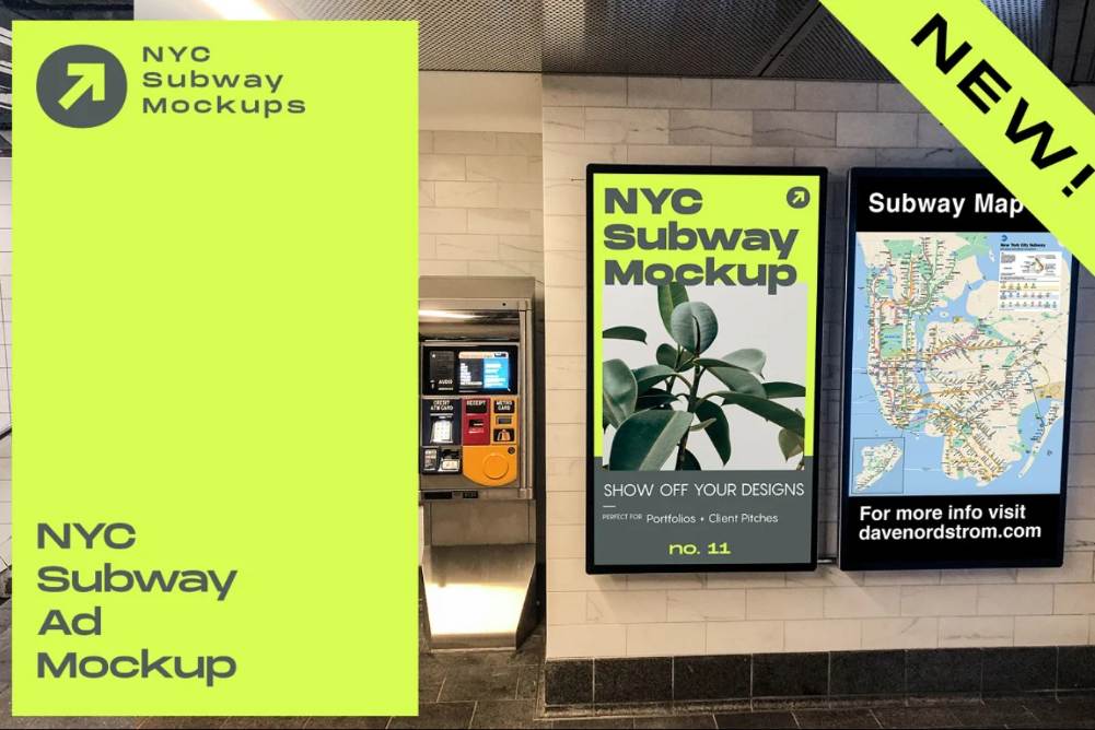 Realistic Subway Billboard Mockup PSD