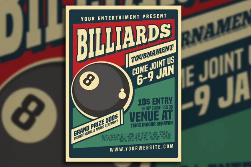 Retro Billiards Game Flyer Template