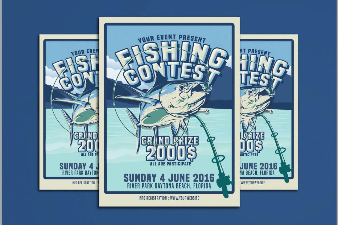 Retro Fishing Contest Flyer Design