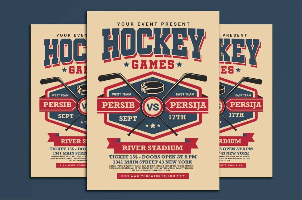 Vintage Hockey Championship Flyer Template