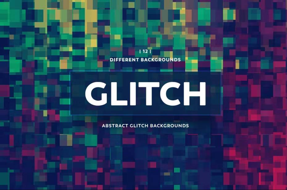 12 Abstract Glitch Backgrounds set