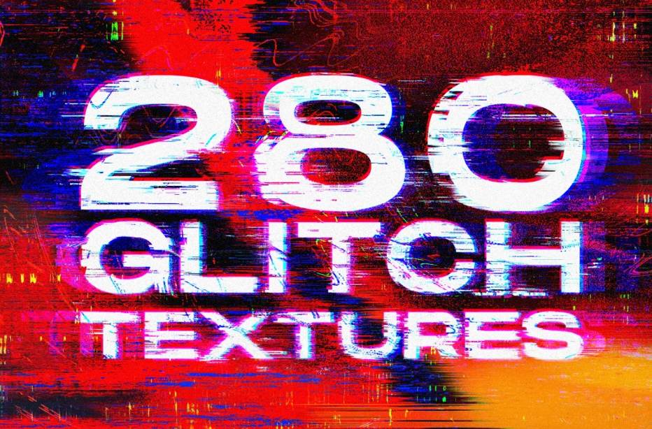 280 Unique Glitch Textures Set