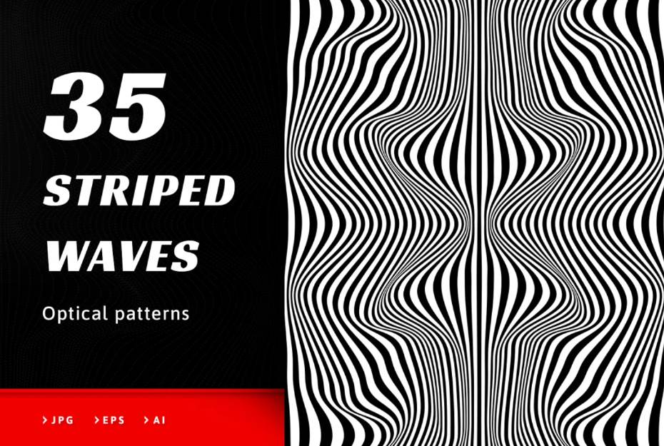 35 Unique Striped Waves Set