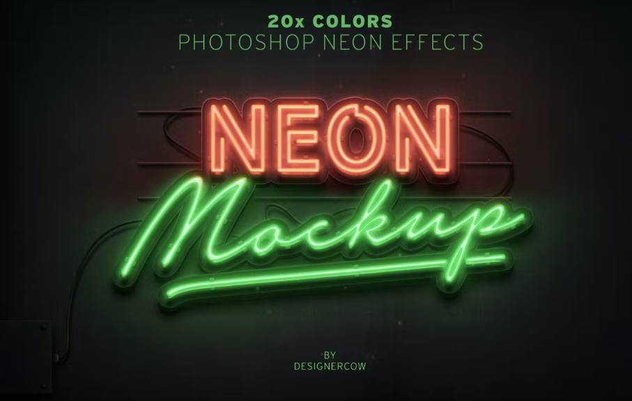 3D Neon Sign Mockup Effect