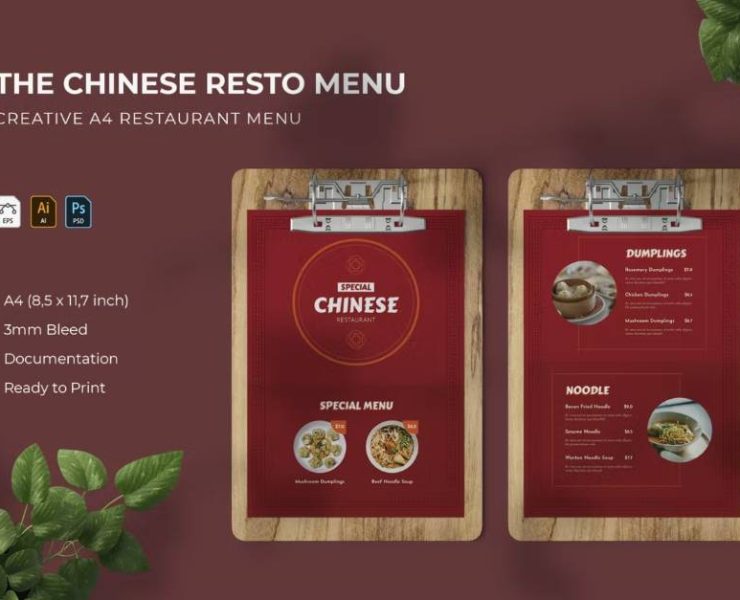 15+ Chinese Restaurant Menu Template PSD AI EPS