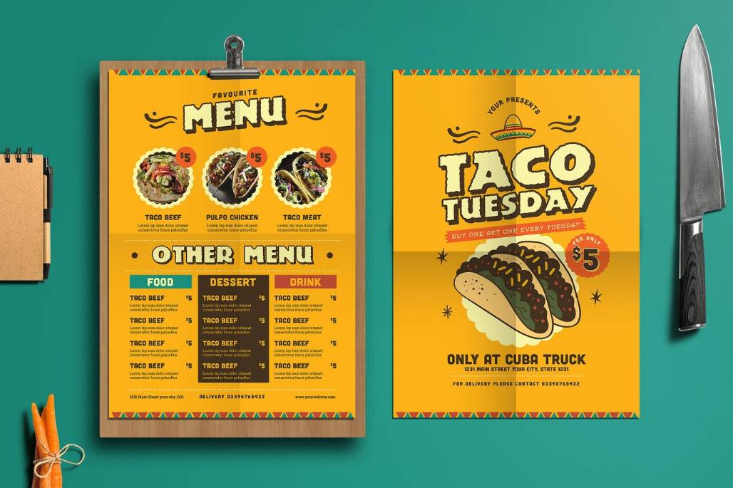Ai and PSD Mexican Menu Template