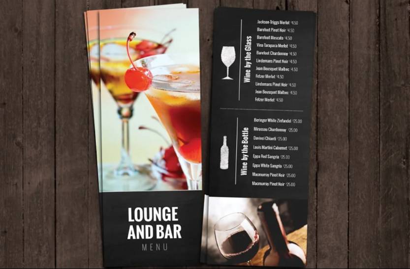 Bar and Lounge Menu Design