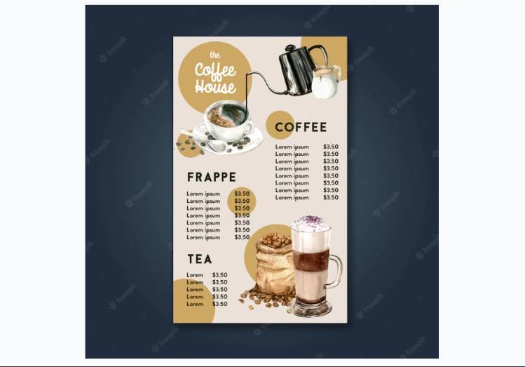 Free Coffee House Menu Card Design