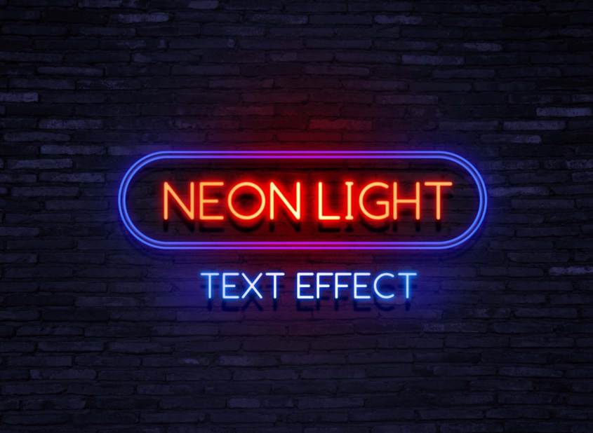 Free Neon Text Mockup
