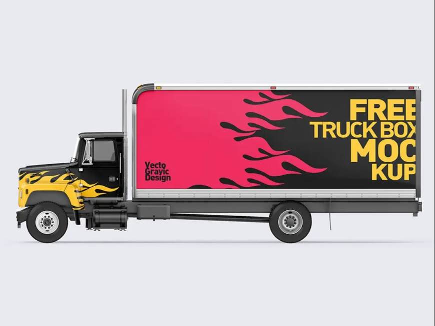 Free Truck Box Mockup PSD