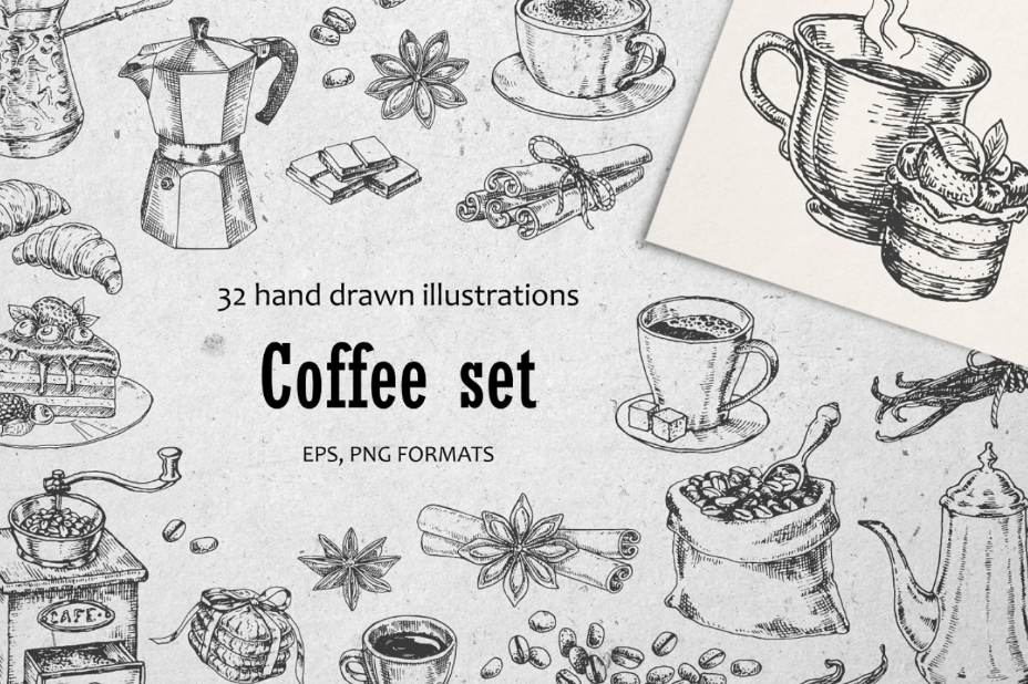 Hand Drawn Coffee Vector Illustrations
