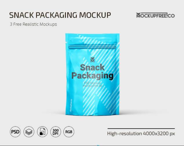 High Resolution Snack Bag Mockup