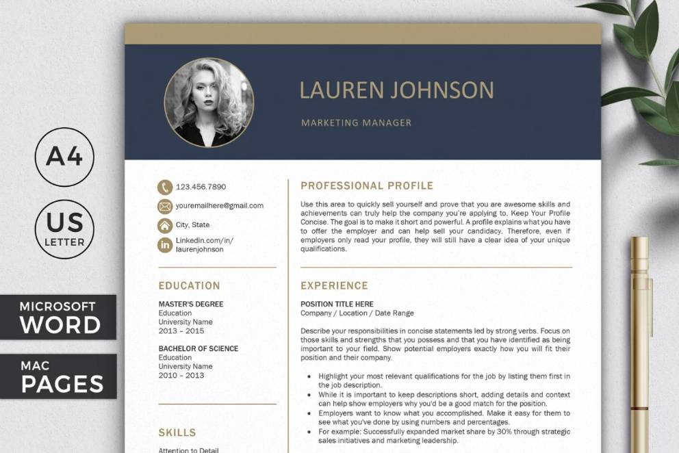 Marketing Manager Resume Template PSD