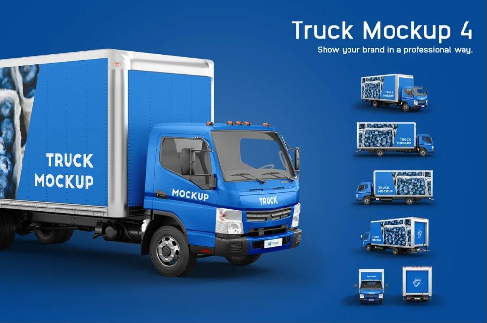 Realistic Truck Branding Mockup PSD 
