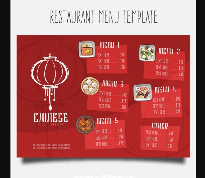 Red Chinese Menu Card Design