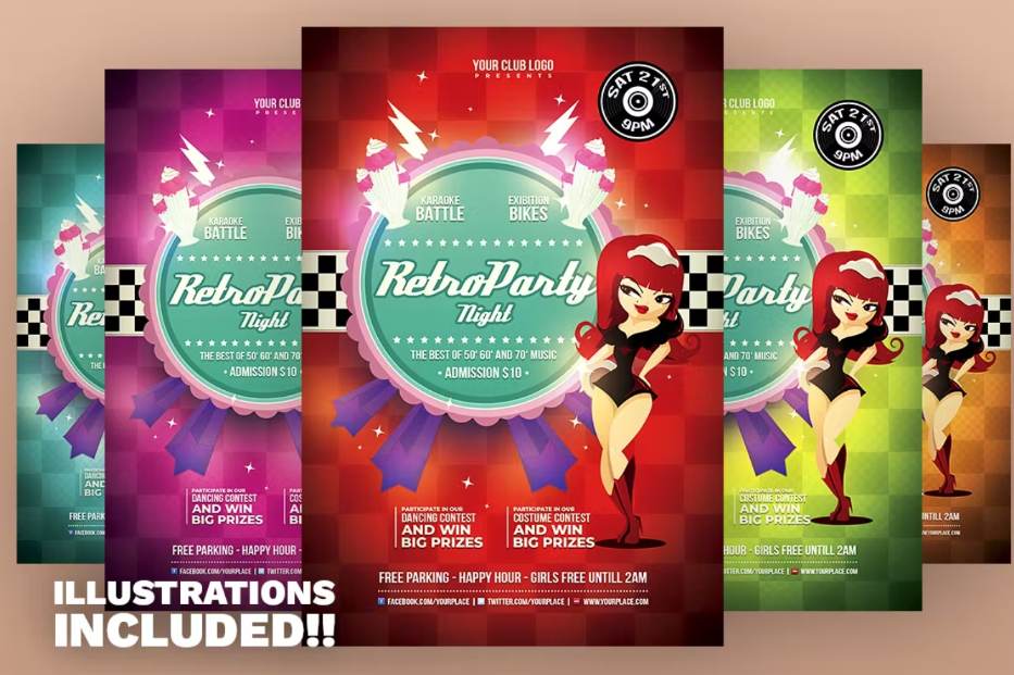 Retro Cafe Party Flyer Template