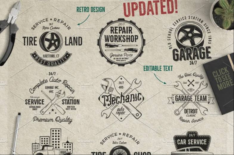 Retro Car Services and Badges