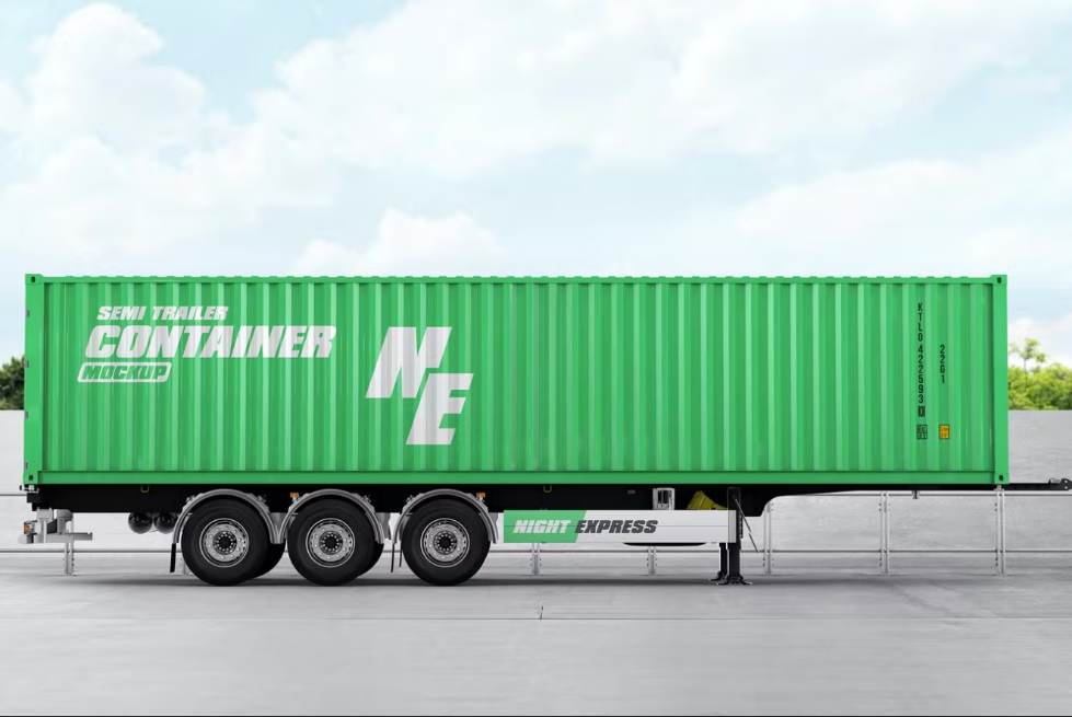 Semi Trailer Container Mockup