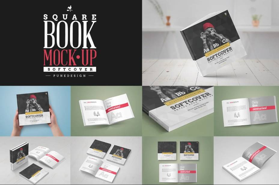 Square Softcover Boook Mockups
