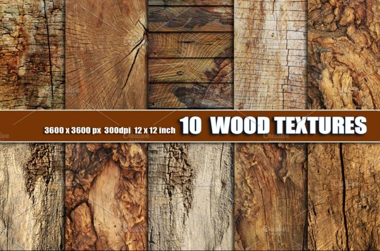 10 Dark Wood Textures Set