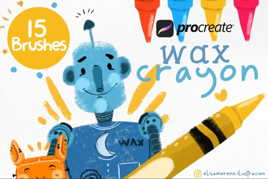 15 Wax Crayon Style Brushes