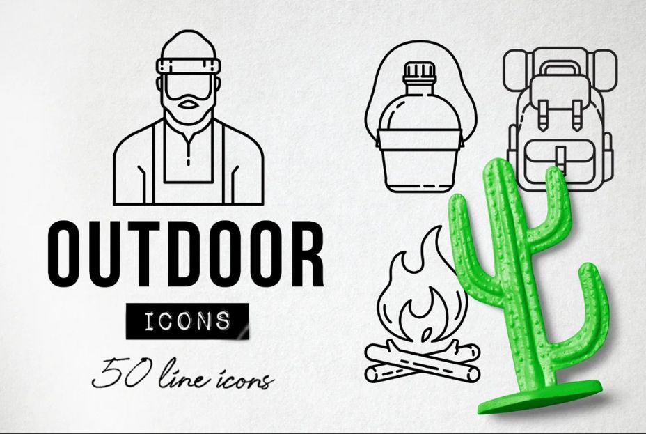 50 Outdoor Line Icons Set