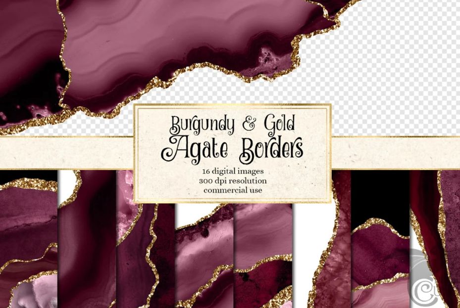 Burgundy and Gold Border Textures