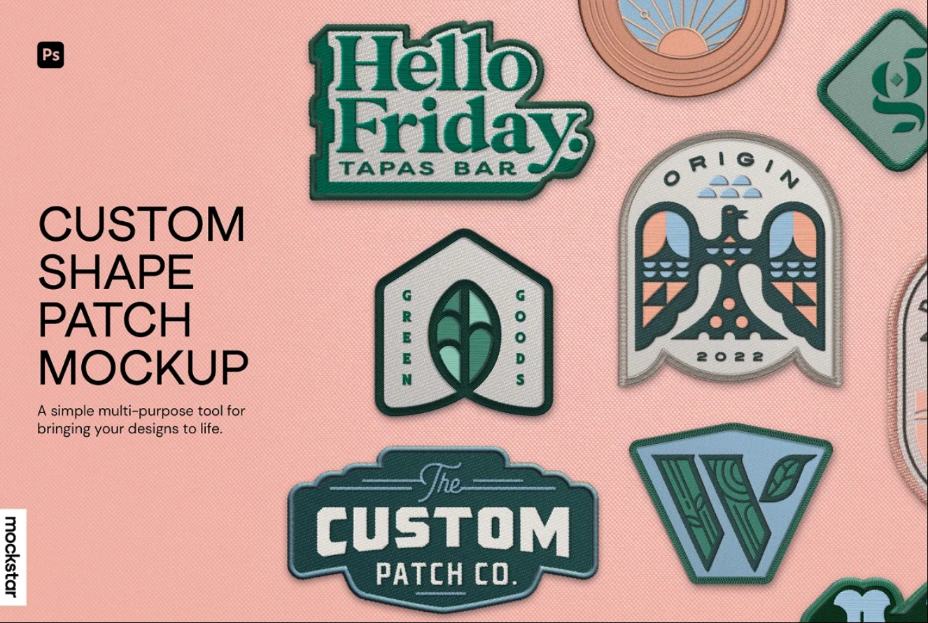 Custom Shapes Patches Mockup PSD