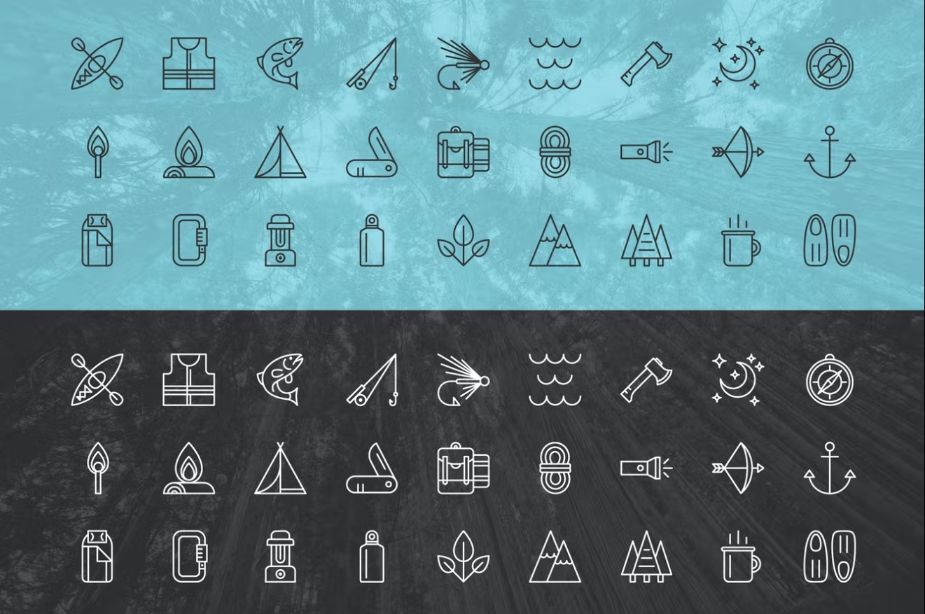 Dark and Light Vector Icons Set