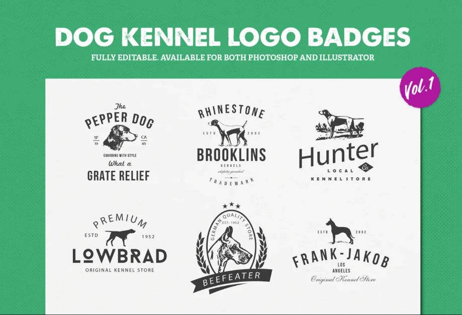 Dog Kennel Logo badges