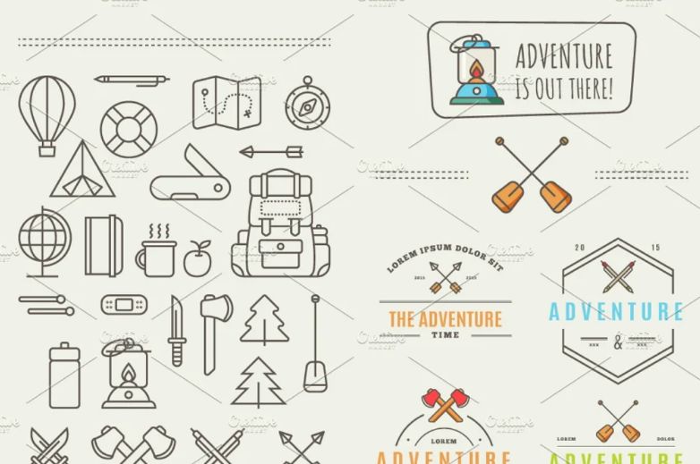 Minimal Adventure Vector Icons Set